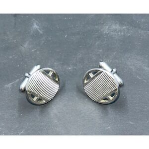 Swank Silvertone Industrial Vent‎ Vintage Cufflinks